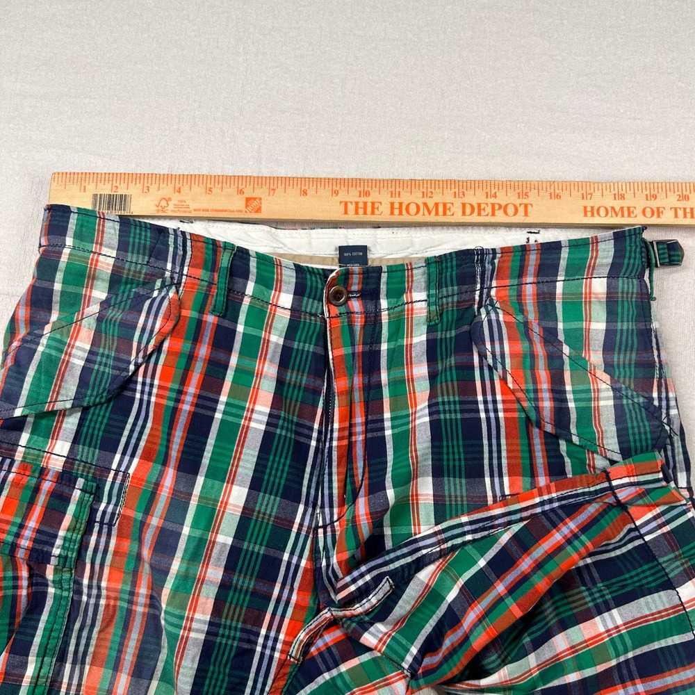 Vintage Polo Ralph Lauren Shorts Men 36 Green Plaid Cargo Cotton 90s Y2K Utility - Picture 9 of 12